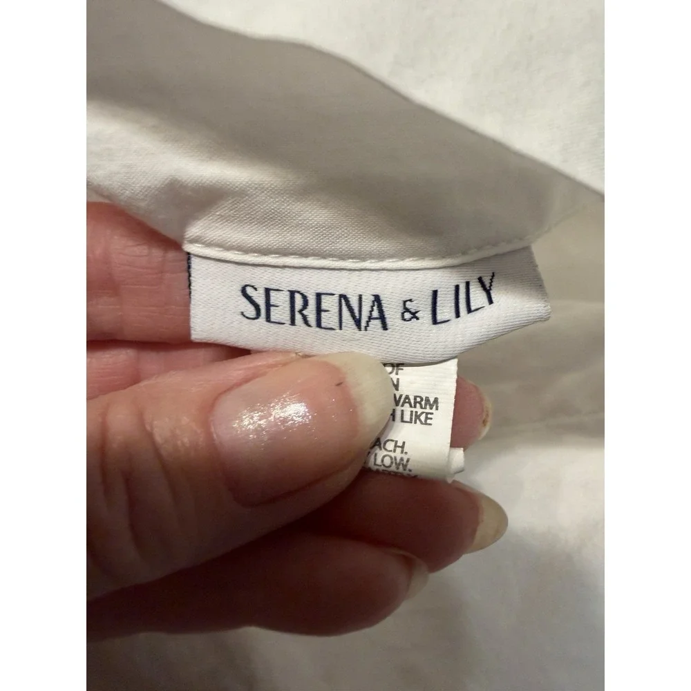 Serena & Lily BEL AIR Full/Queen White With Blue Embroidery Duvet Cover Only